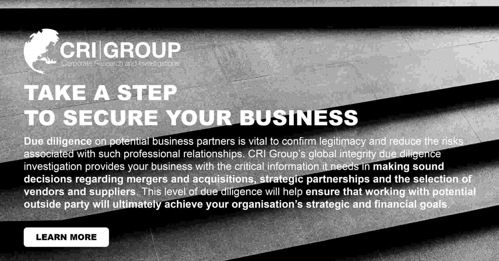 CRI Group™ provides Due Diligence service to secure your business